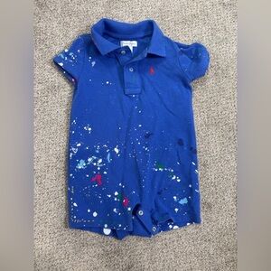 Ralph Lauren Paint Splatter Romper Toddler Boy Baby Boy 18 Months Preppy Collar